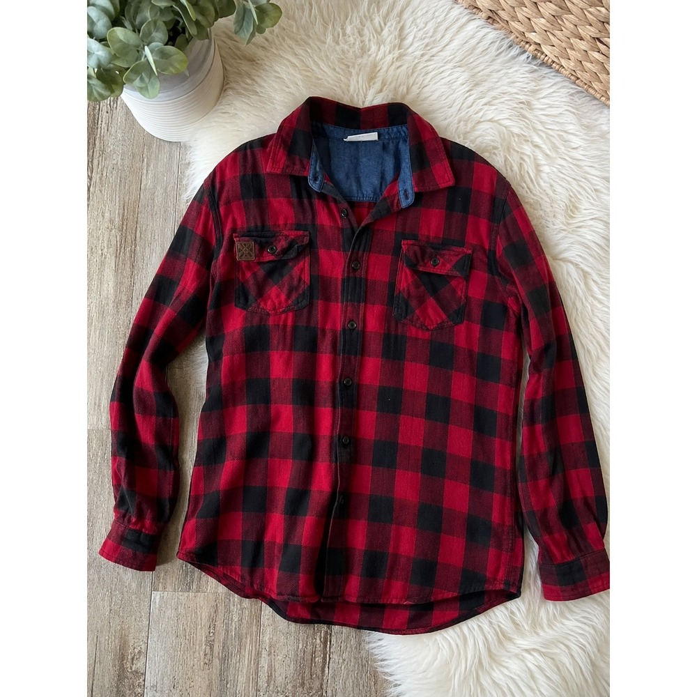 Sota Clothing Co Red Black Buffalo Plaid Flannel Shirt Northwoods Fit Large